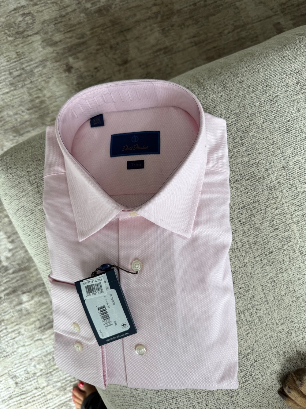 David Donahue Light Pink Trim Fit Dress Shirt